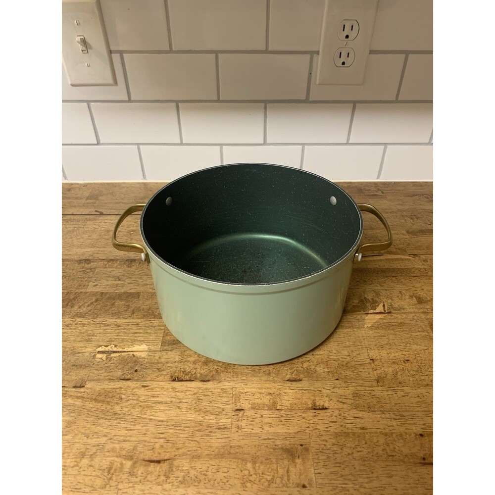 Thyme & Table Non-Stick 5 QT Signatures Stock Pot No Lid, Green & Gold